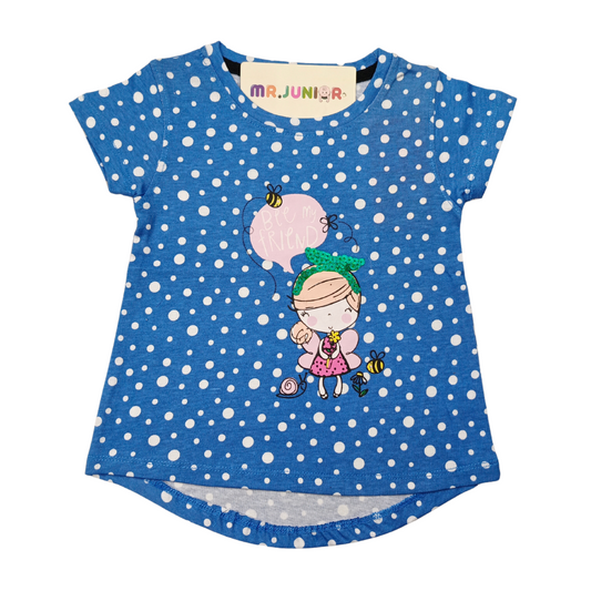 Rotary Polka Blue Girls Sequin Tee