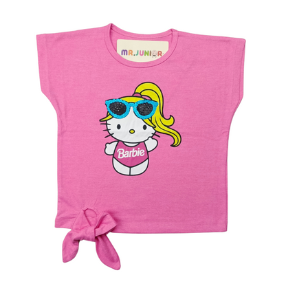 Barbie Kitty Pink Girls Sequin Tee