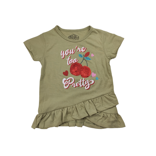 Olive Cherry Girls Sequin Tee