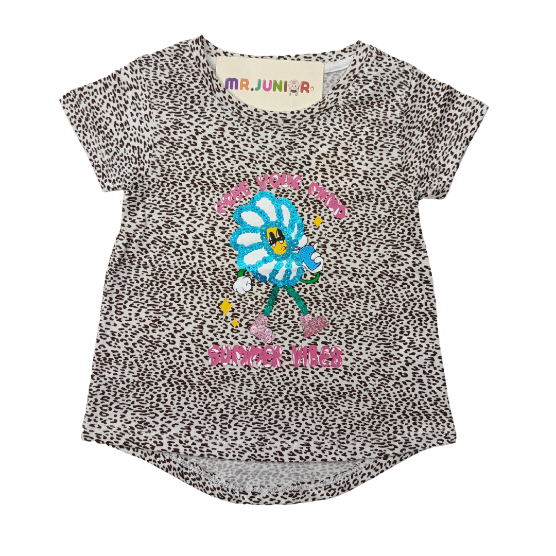 Tiger Print Girls Sequin Tee