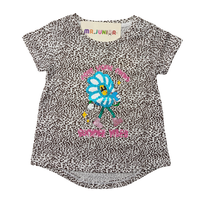 Tiger Print Girls Sequin Tee