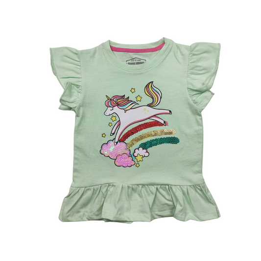 Pistachio Unicorn Girls Sequin Tee