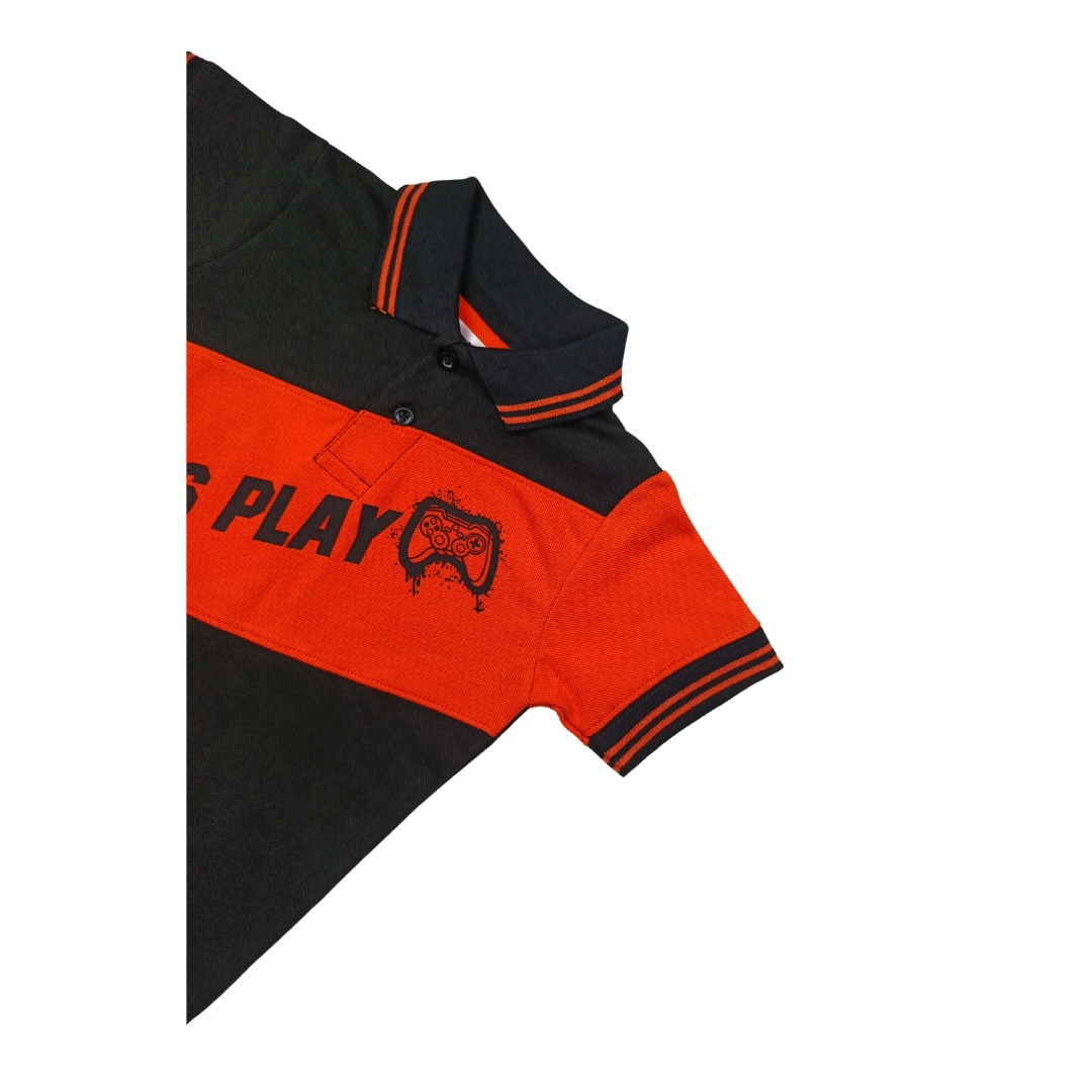 Black/Orange Boys Polo Shirt