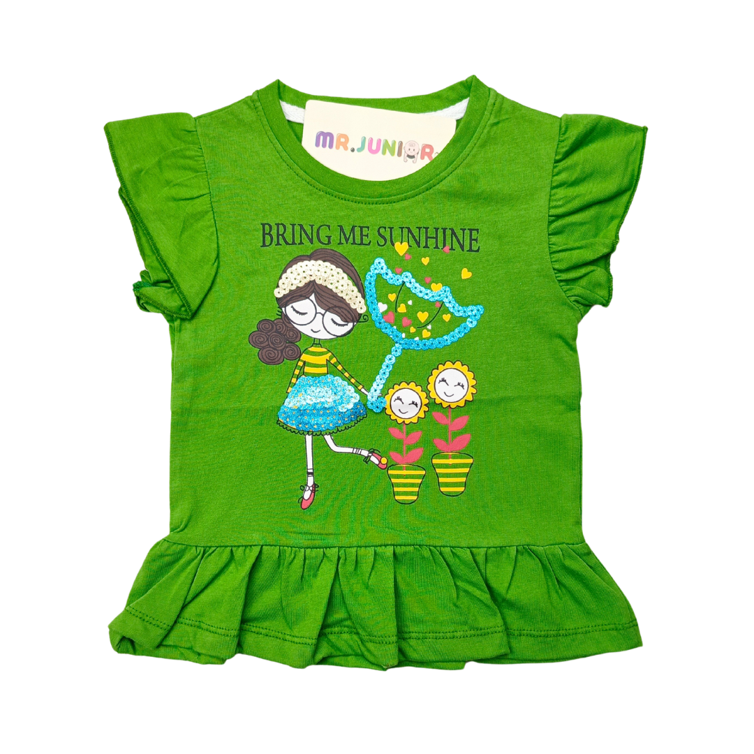 Green Sunshine Girls Sequin Tee