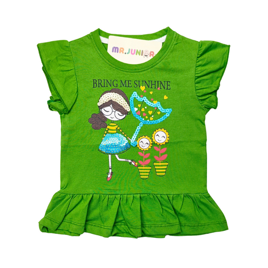 Green Sunshine Girls Sequin Tee