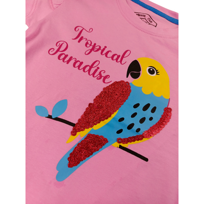 Paradise Pink Girls Sequin Tee