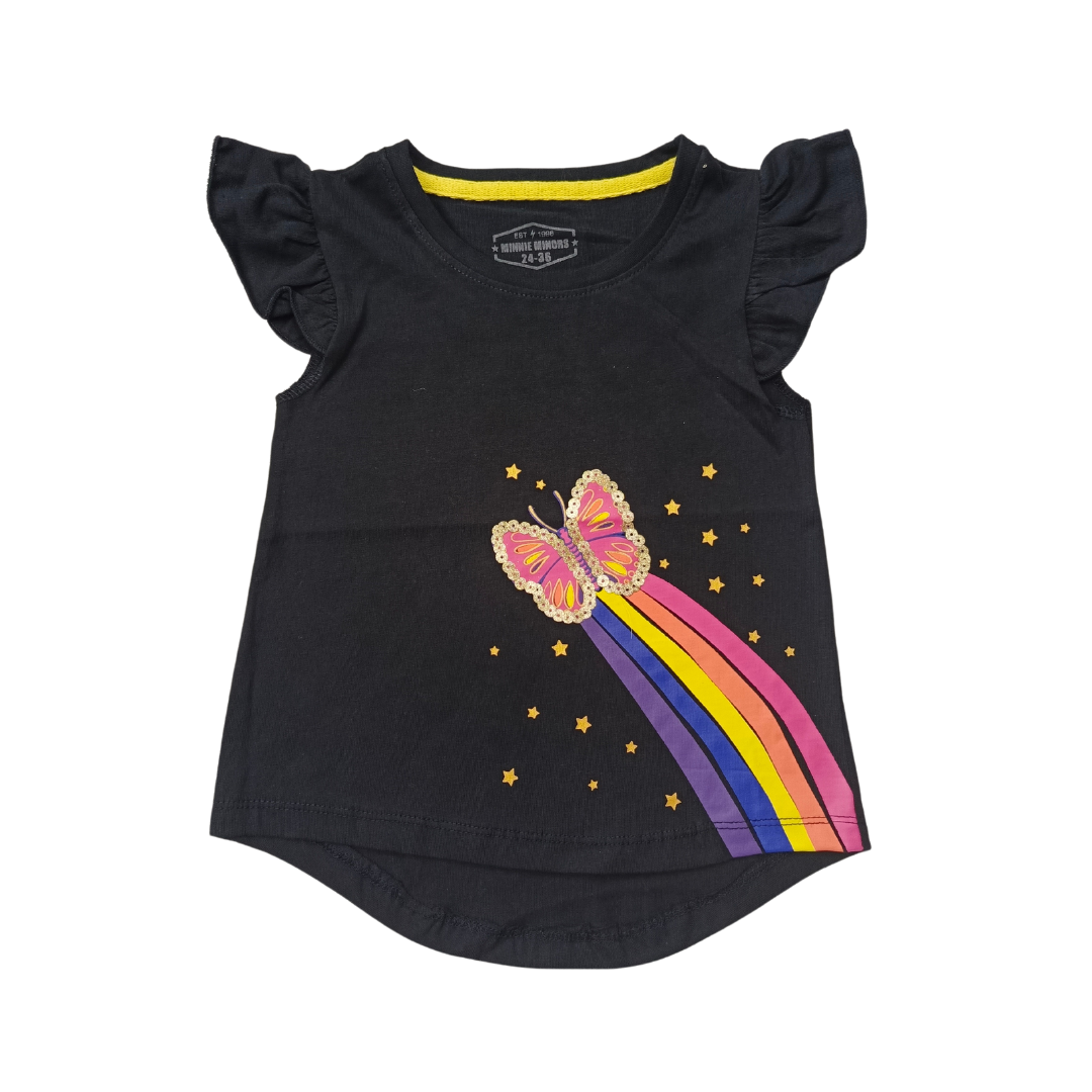 Blackish Butterfly Girls Sequin Tee