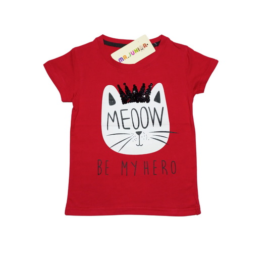 Meoow Red Girls Sequin Tee